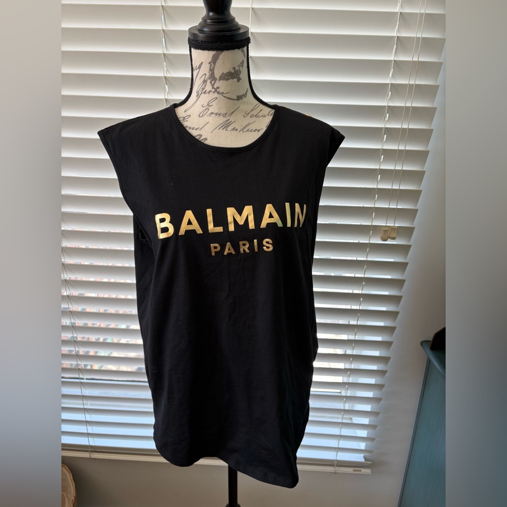 NWOT Balmain Cotton Logo Graphic Tank - Picture 5 of 10